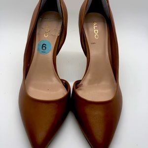 Brown pointy heels